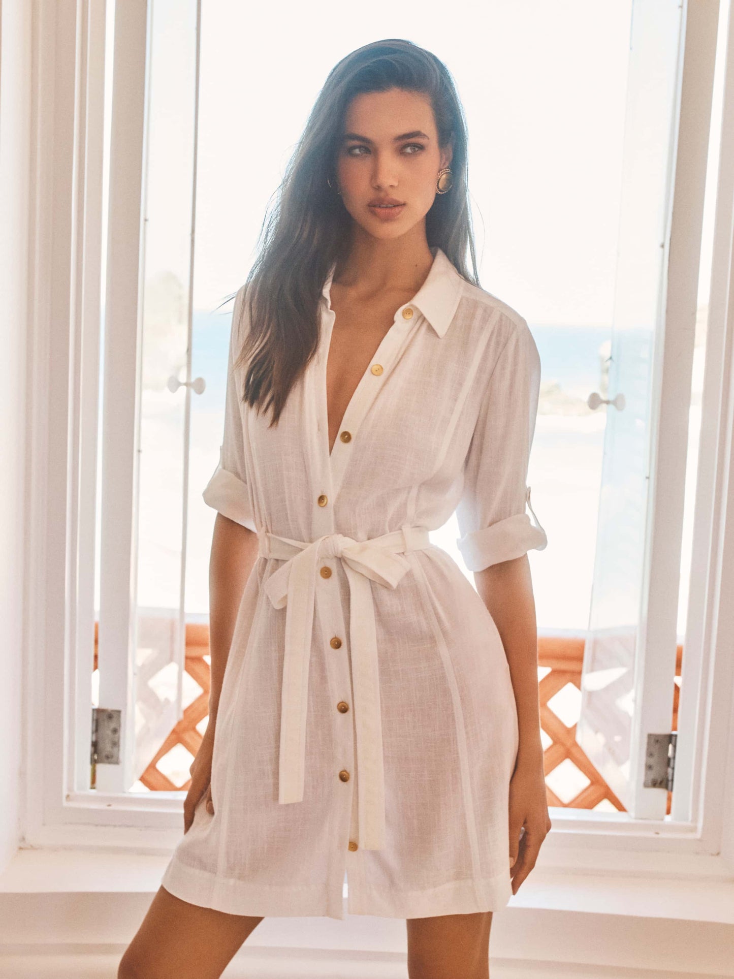 Kippa Linen-Blend Shirt Dress