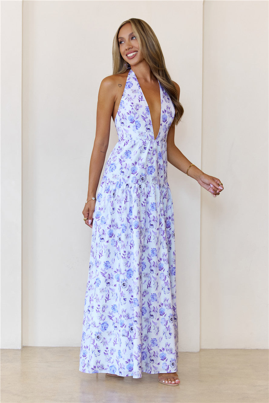 Wardrobe Goals Halter Maxi Dress Lilac