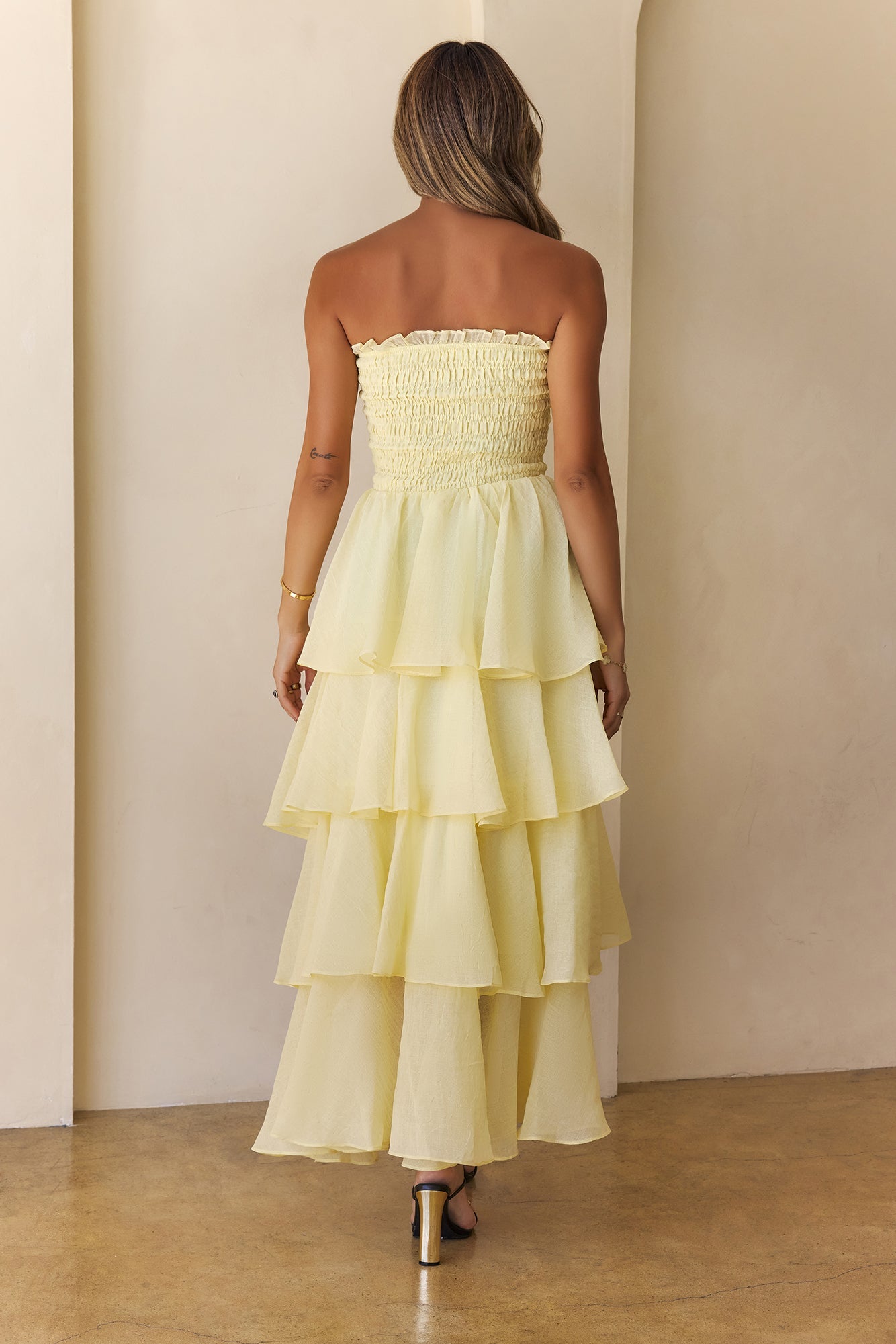 Always The Moment Strapless Maxi Dress Yellow