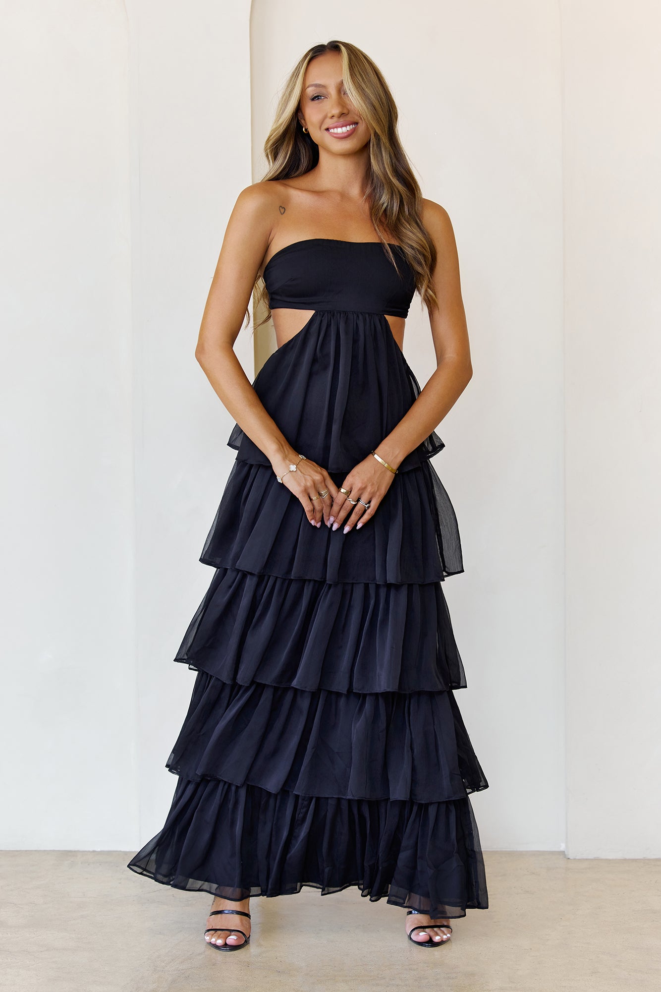 Luxe Mode Strapless Maxi Dress Black