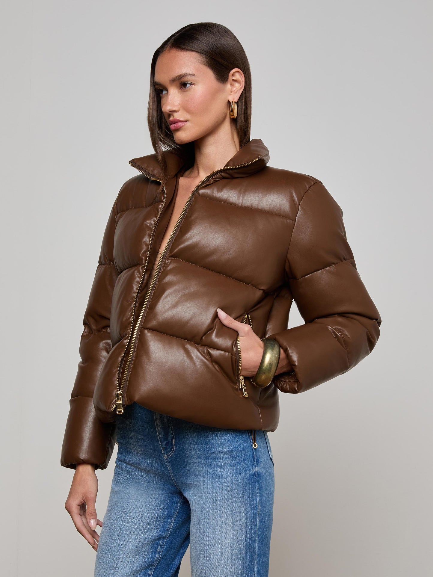 Larsen Vegan Leather Puffer Jacket