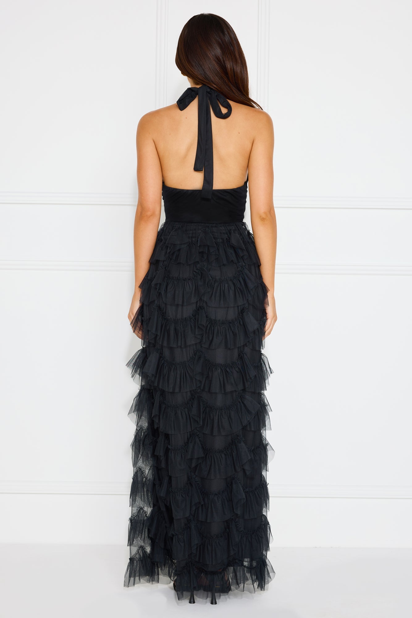 Aisling Halter Tulle Maxi Dress Black