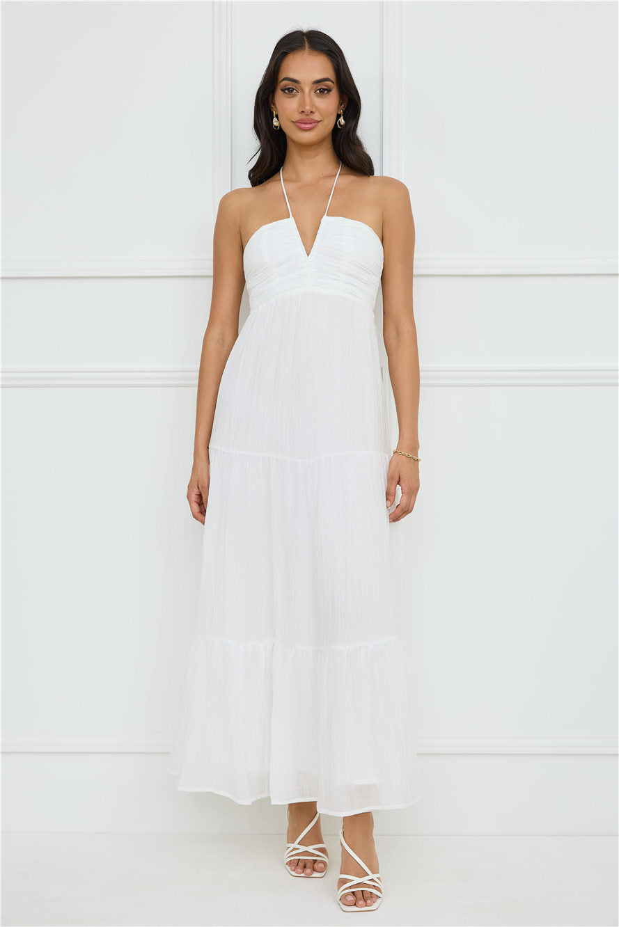 Sunshine Escape Halter Maxi Dress White