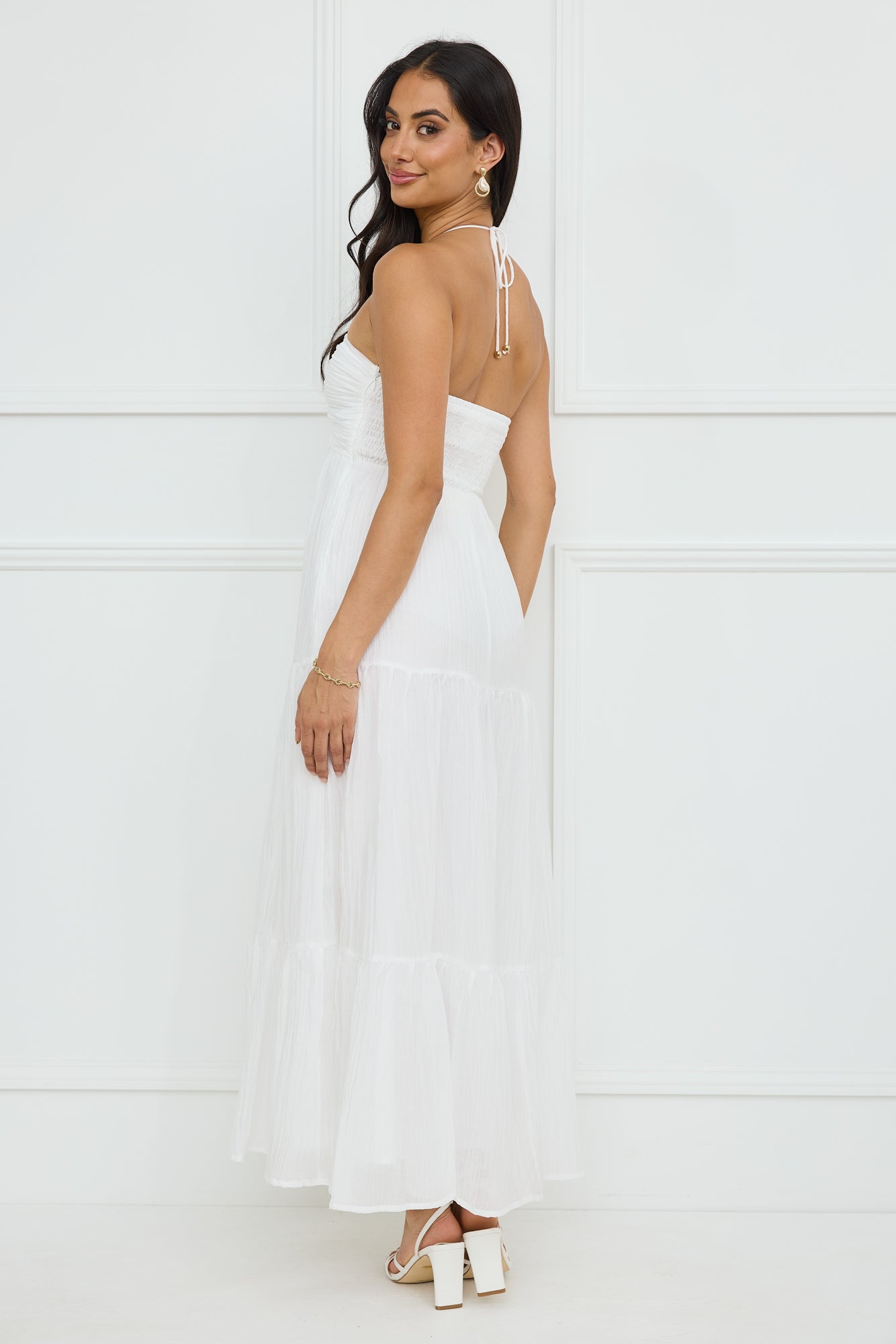 Sunshine Escape Halter Maxi Dress White