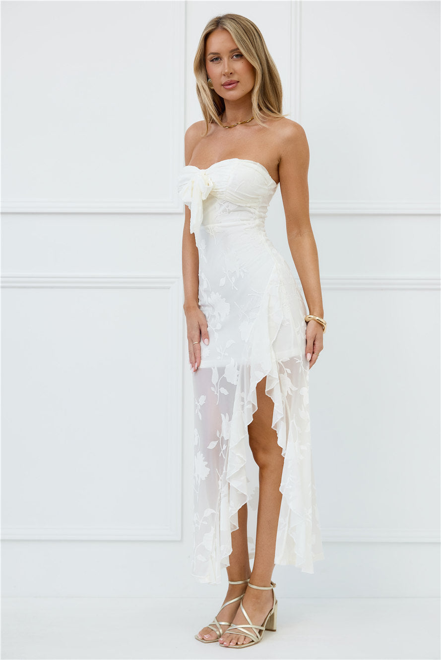 Pretty Moods Only Strapless Maxi Dress White