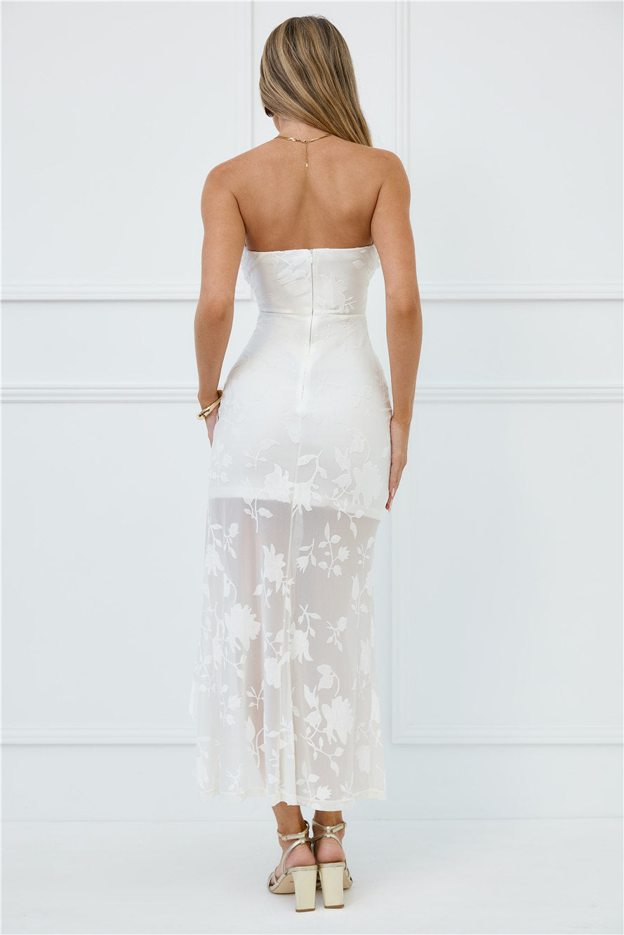 Pretty Moods Only Strapless Maxi Dress White
