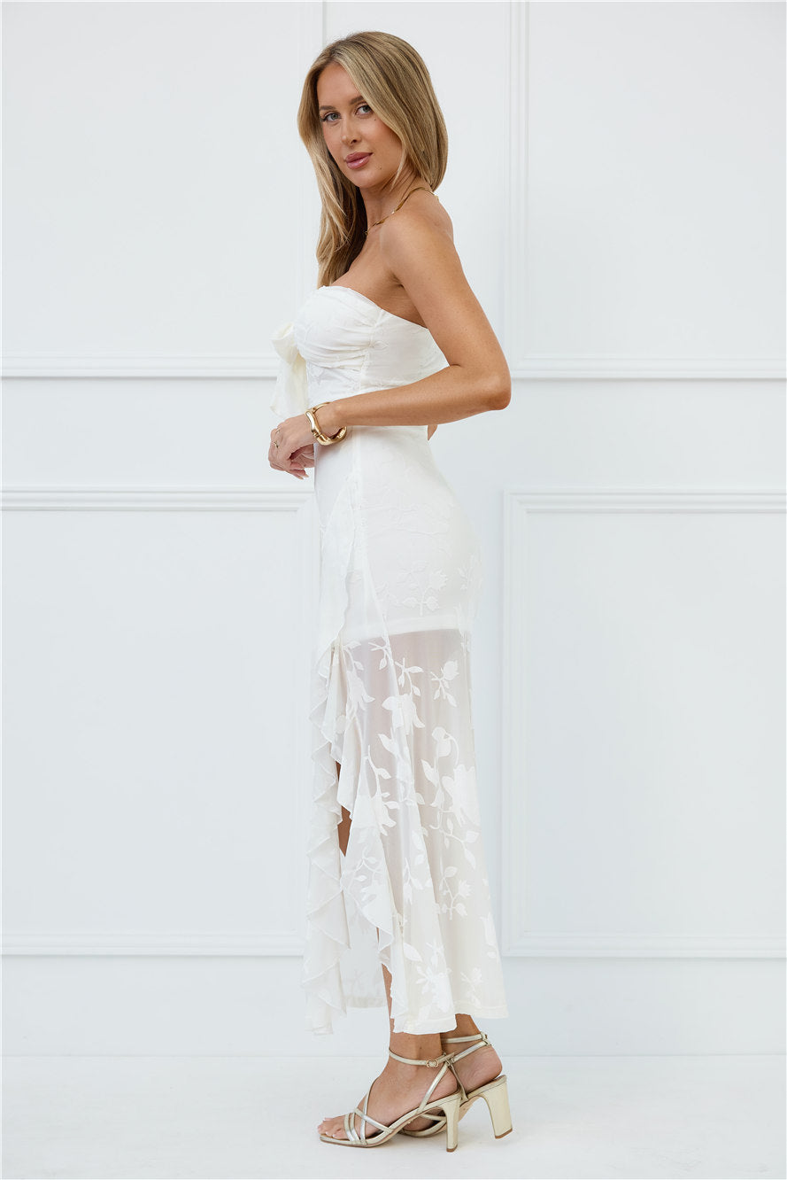 Pretty Moods Only Strapless Maxi Dress White