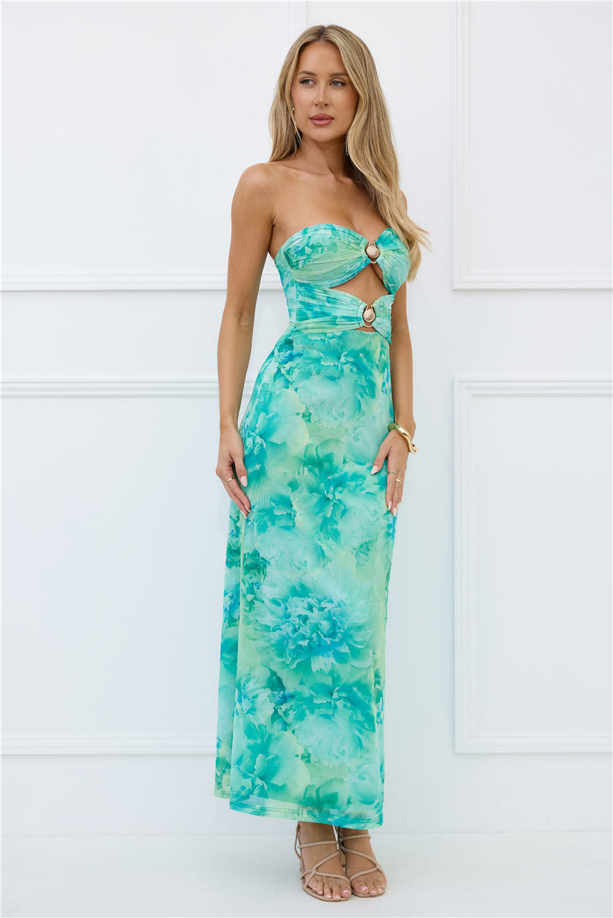 Body Language Strapless Maxi Dress Green