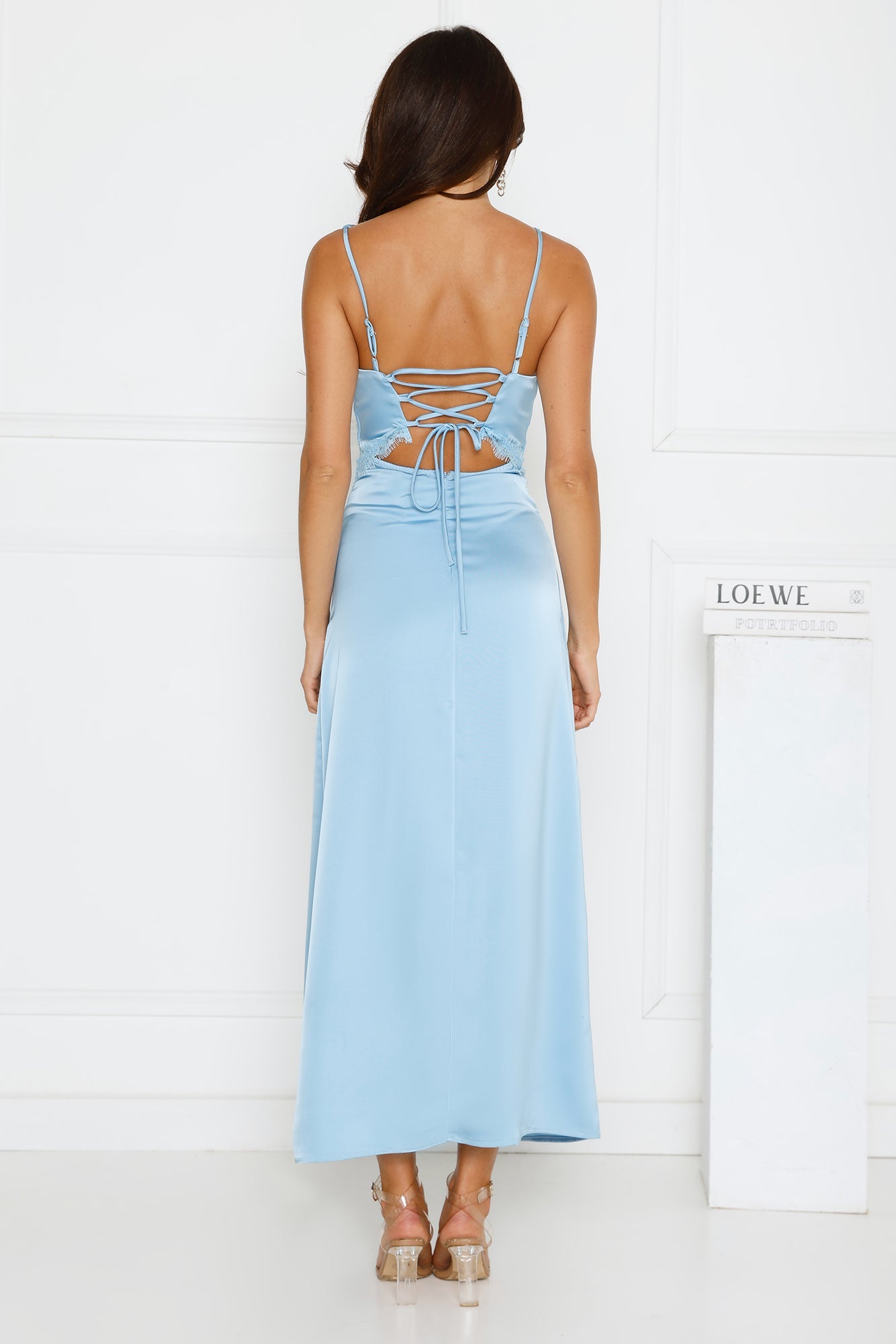 Softly In Season Satin Maxi Dress Blue