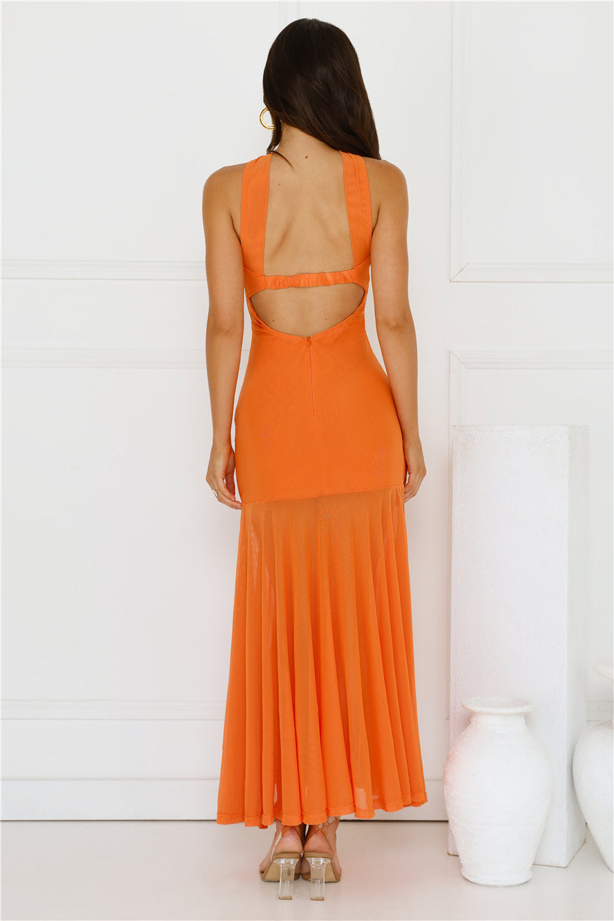 Serene Sway Strapless Maxi Dress Orange