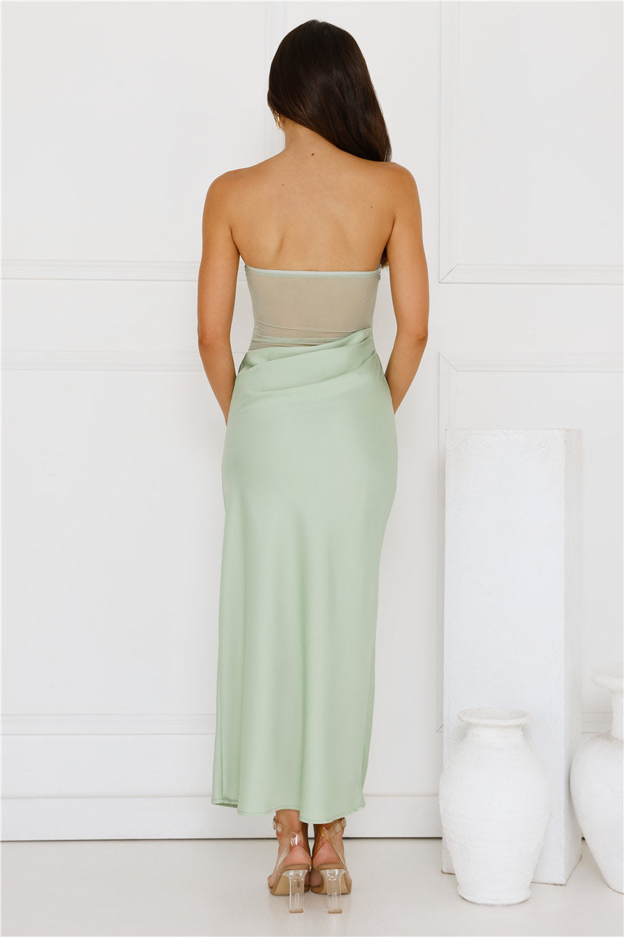 Sunbeam Serenade Strapless Mesh Maxi Dress Green
