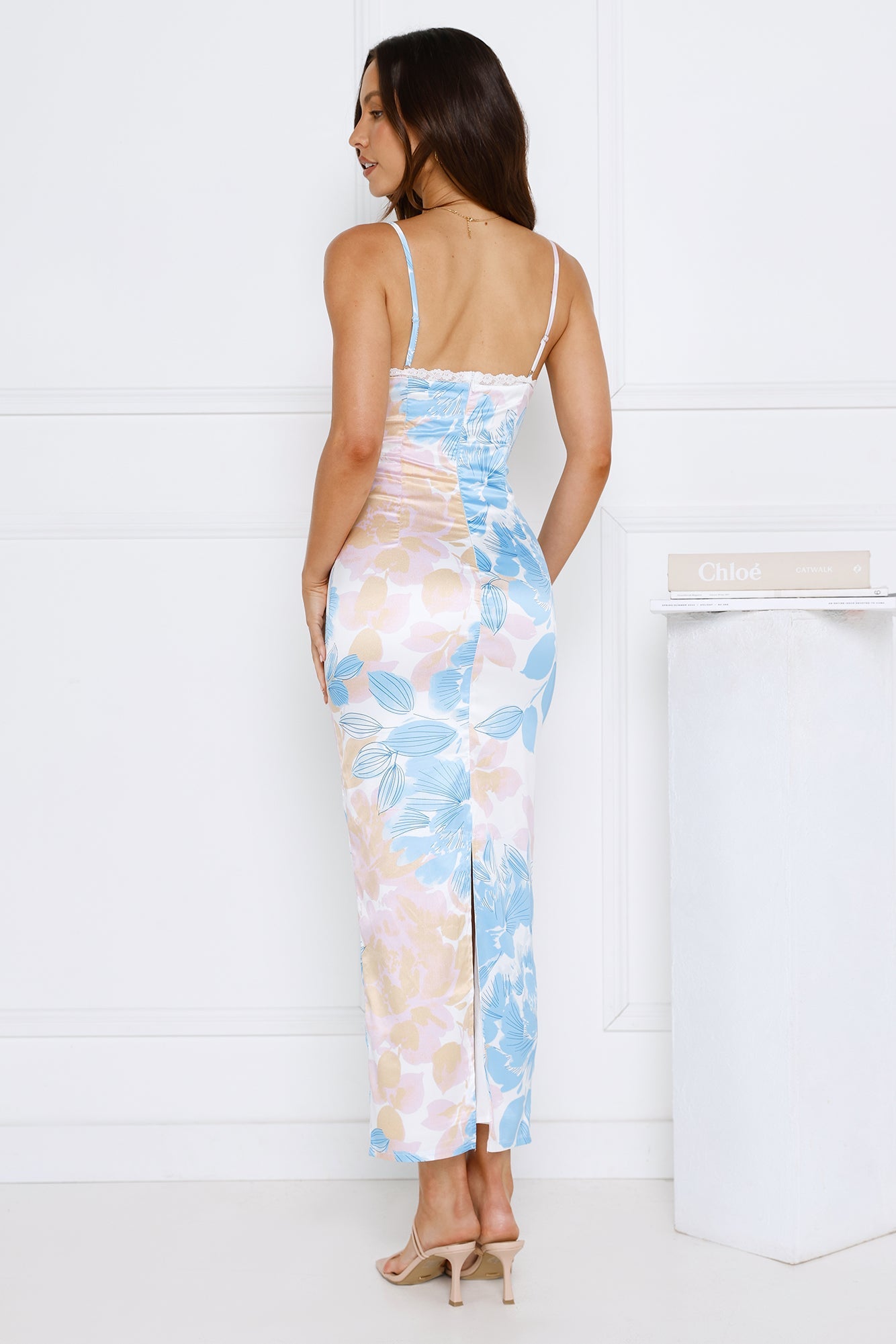 Twilight Reverie Satin Midi Dress Blue