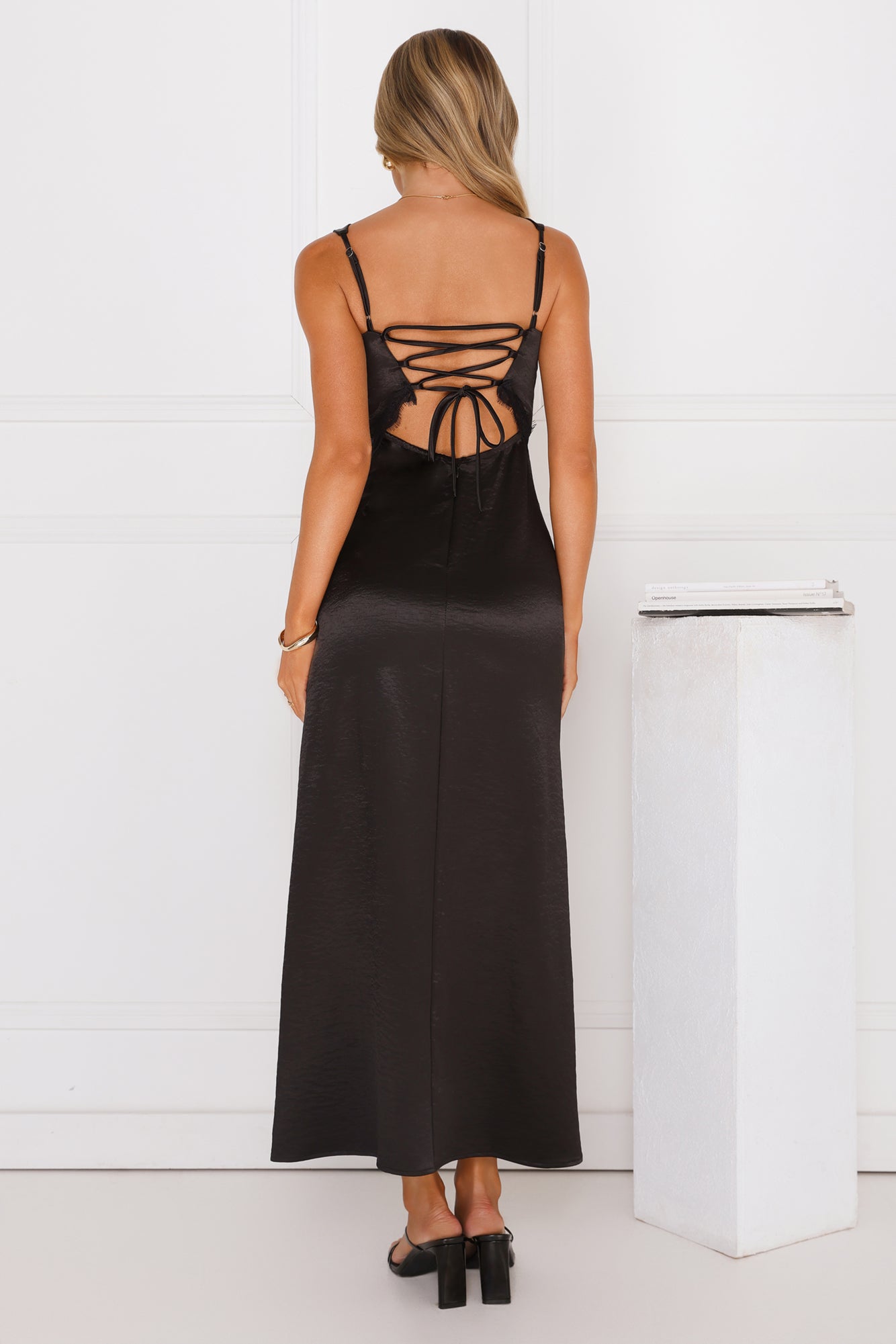 That Girl Theory Satin Maxi Dress Black