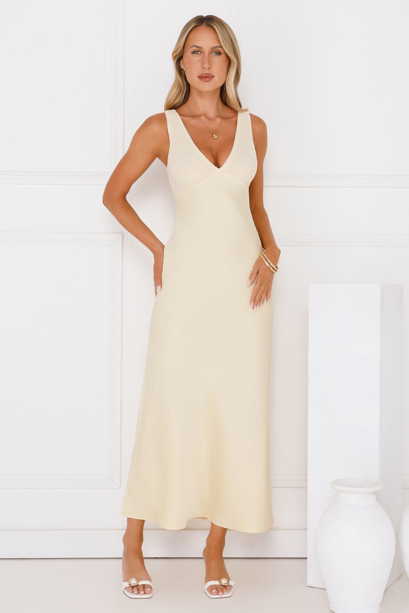 Butter Love Satin Maxi Dress Yellow