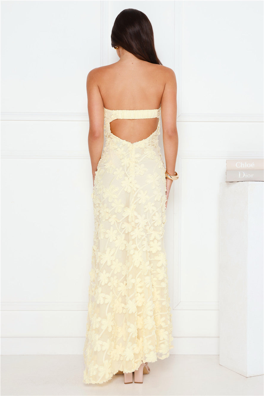 Urban Petal Strapless Maxi Dress Yellow