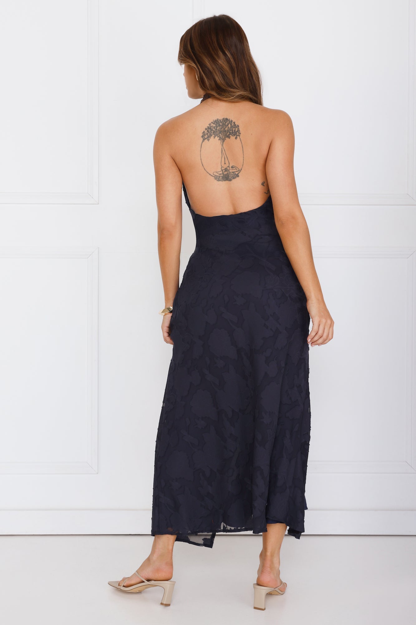 Dazzling Dusk Halter Maxi Dress Navy