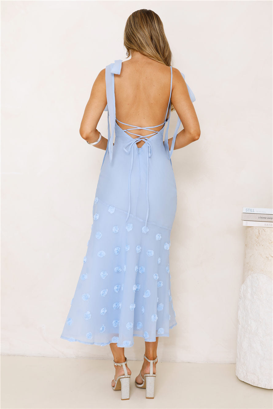 Whispering Petals Maxi Dress Blue