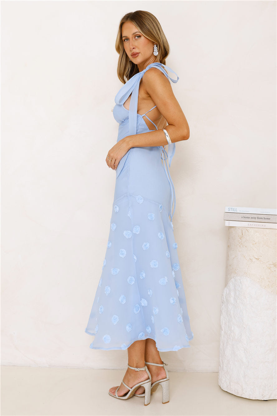 Whispering Petals Maxi Dress Blue