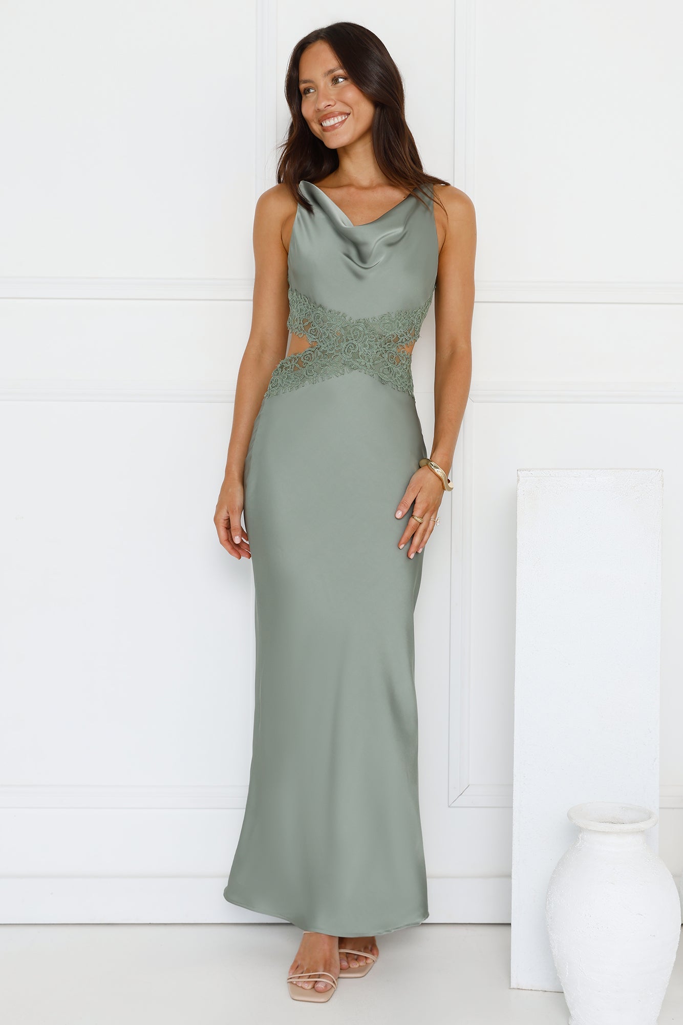 Satin Embrace Maxi Dress Sage