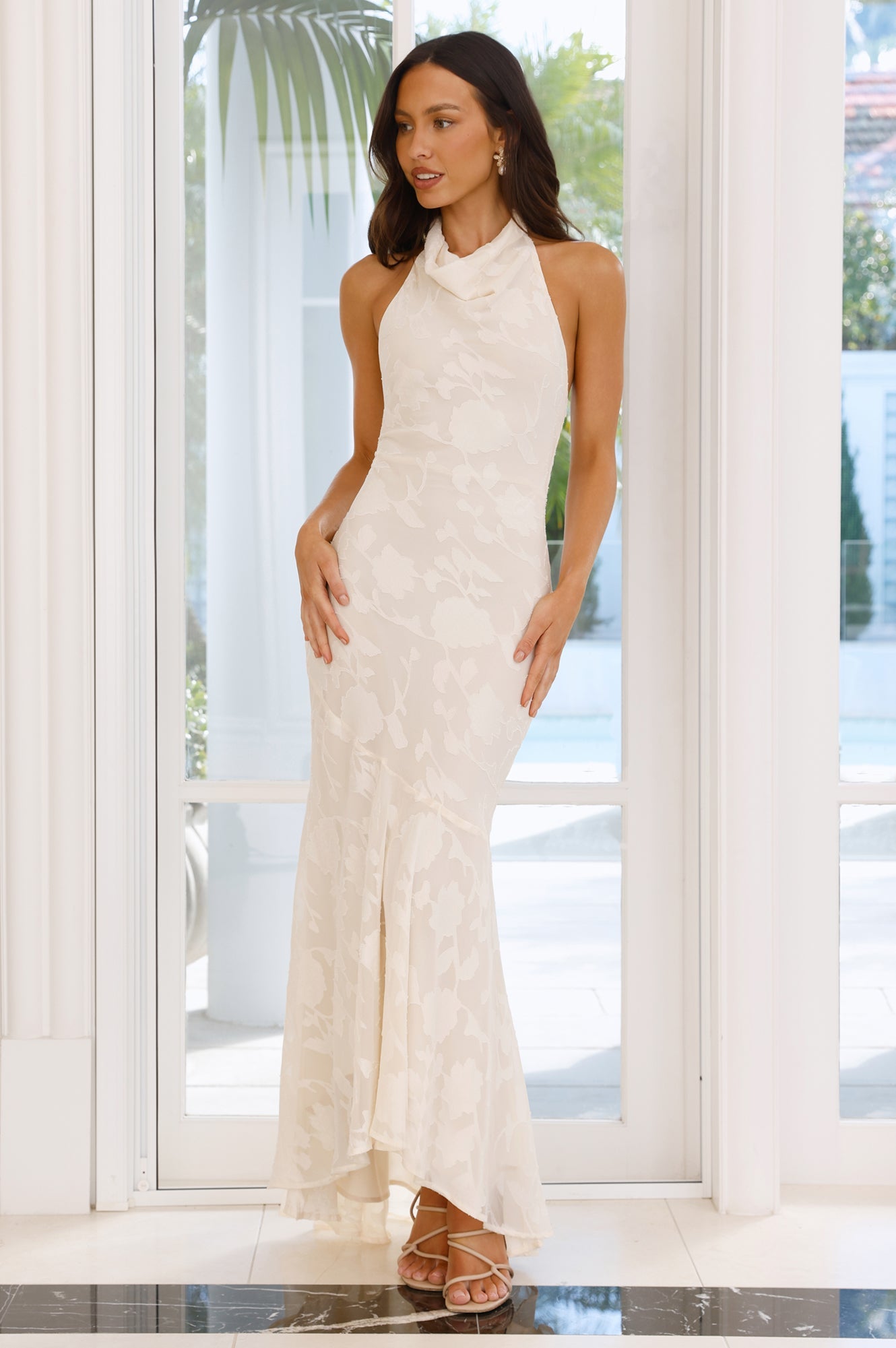 Petals In Motion Halter Maxi Dress Yellow