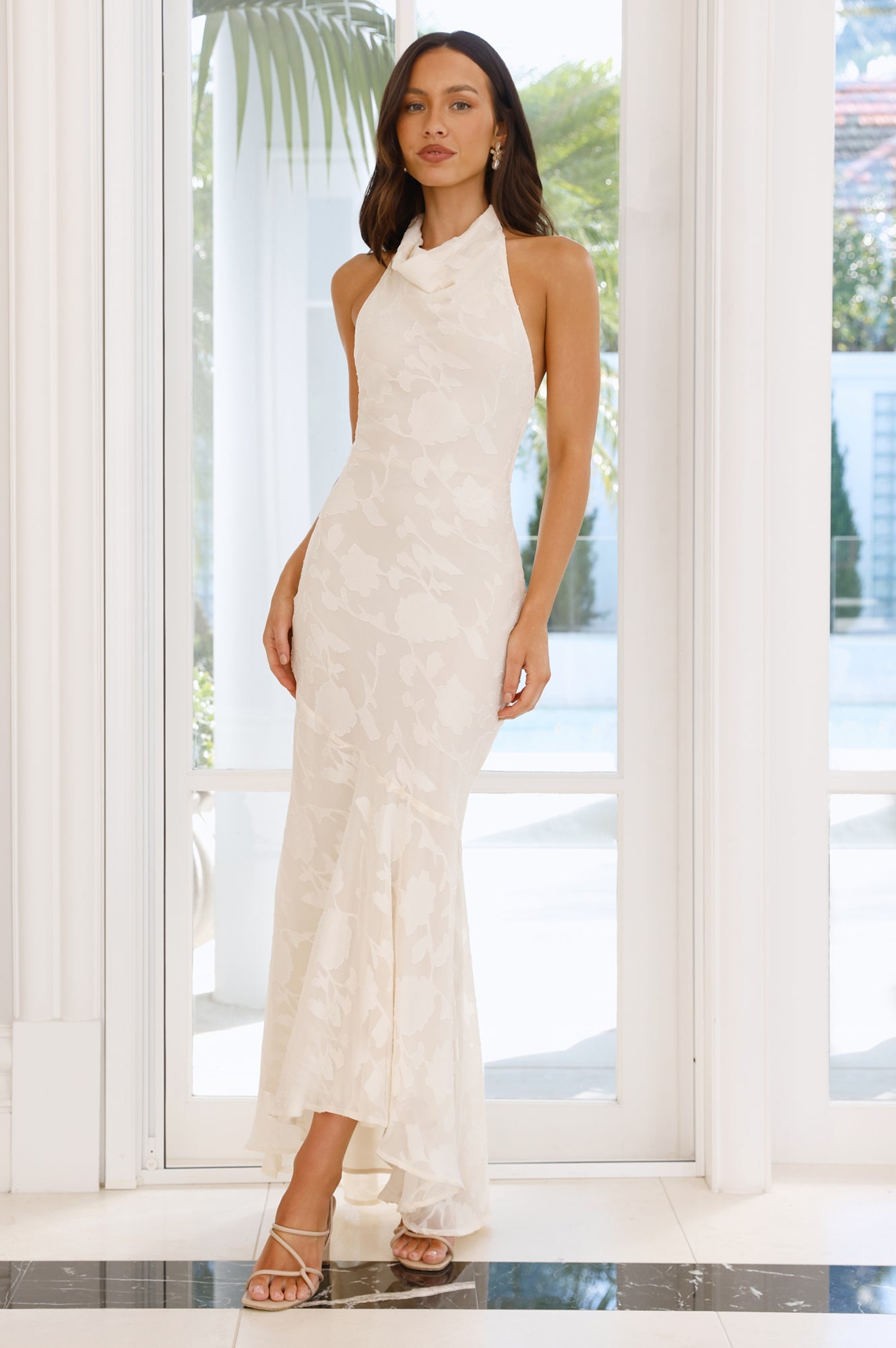 Petals In Motion Halter Maxi Dress Yellow