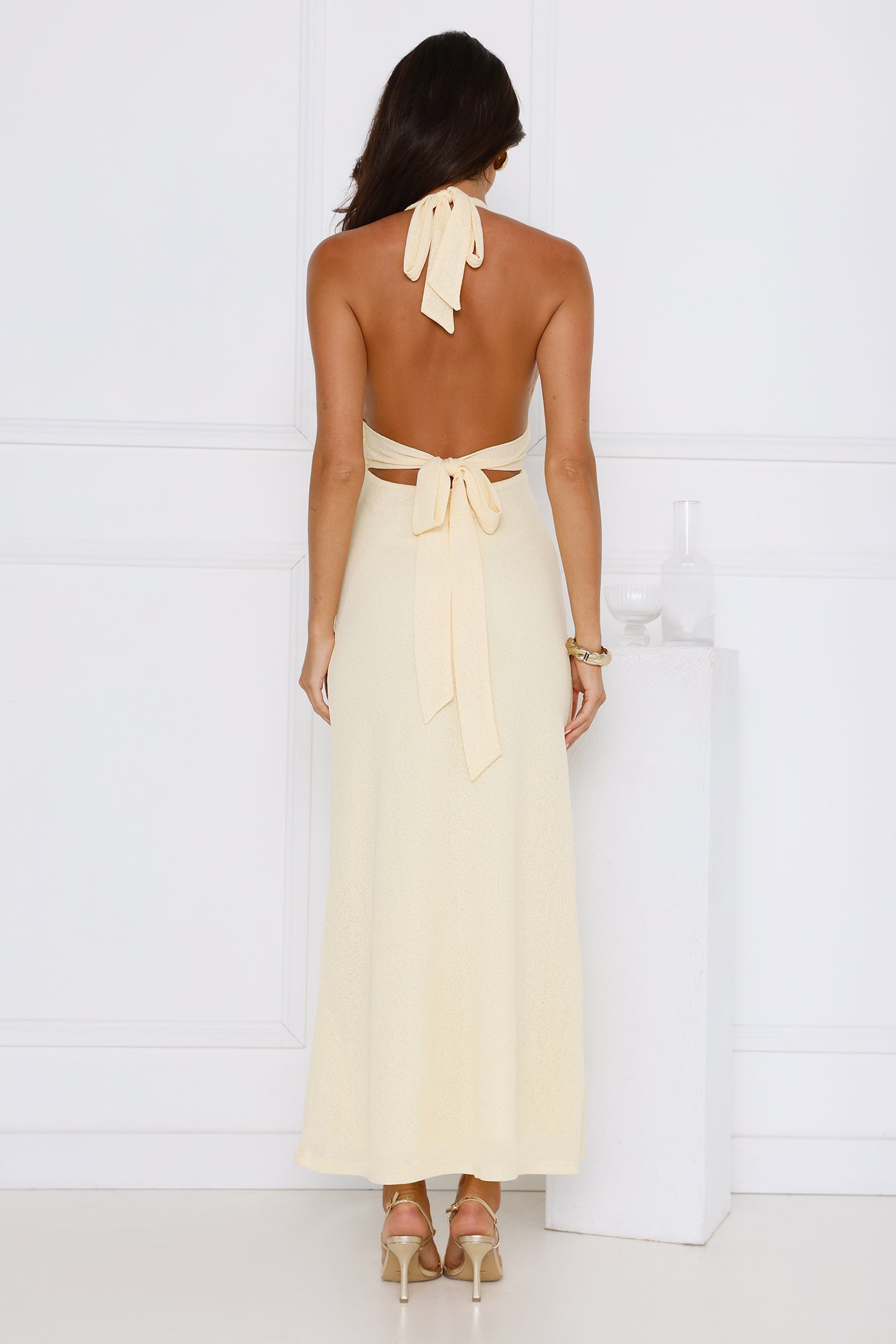 Palm Avenue Halter Maxi Dress Yellow