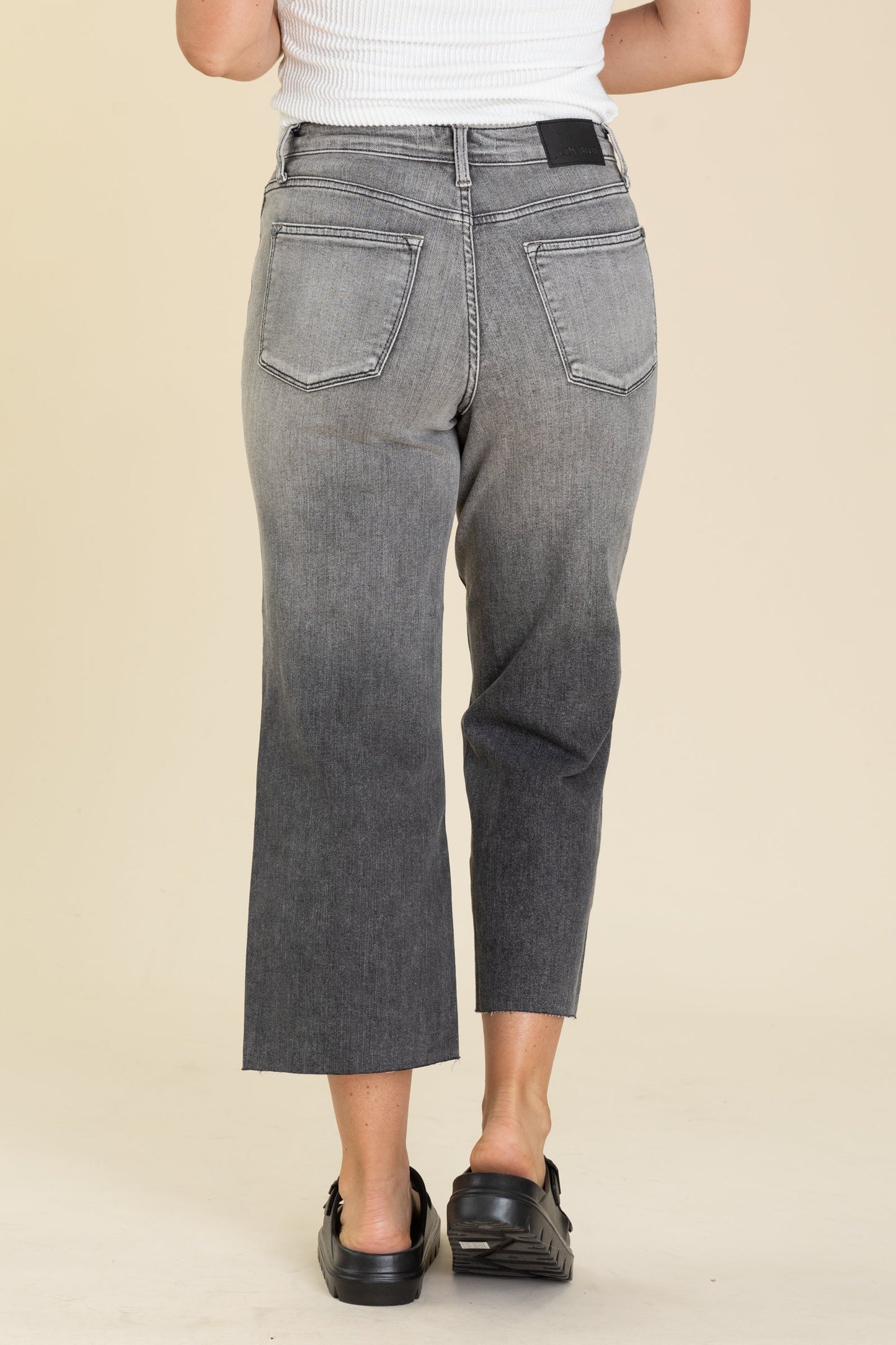 Judy Blue Grey Vintage Wash Crop Wide Jeans