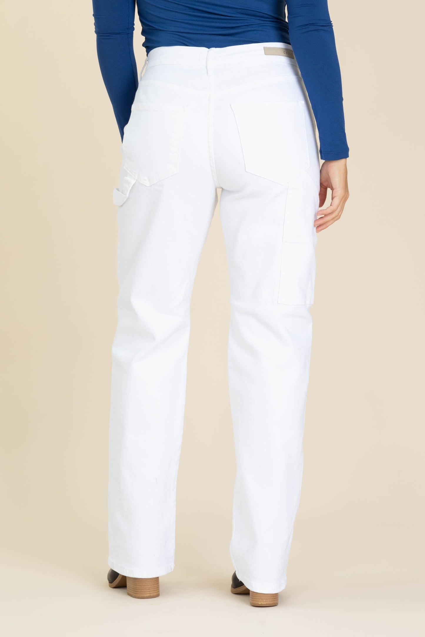 Cello White Baggy Jeans With Carpenter Detail