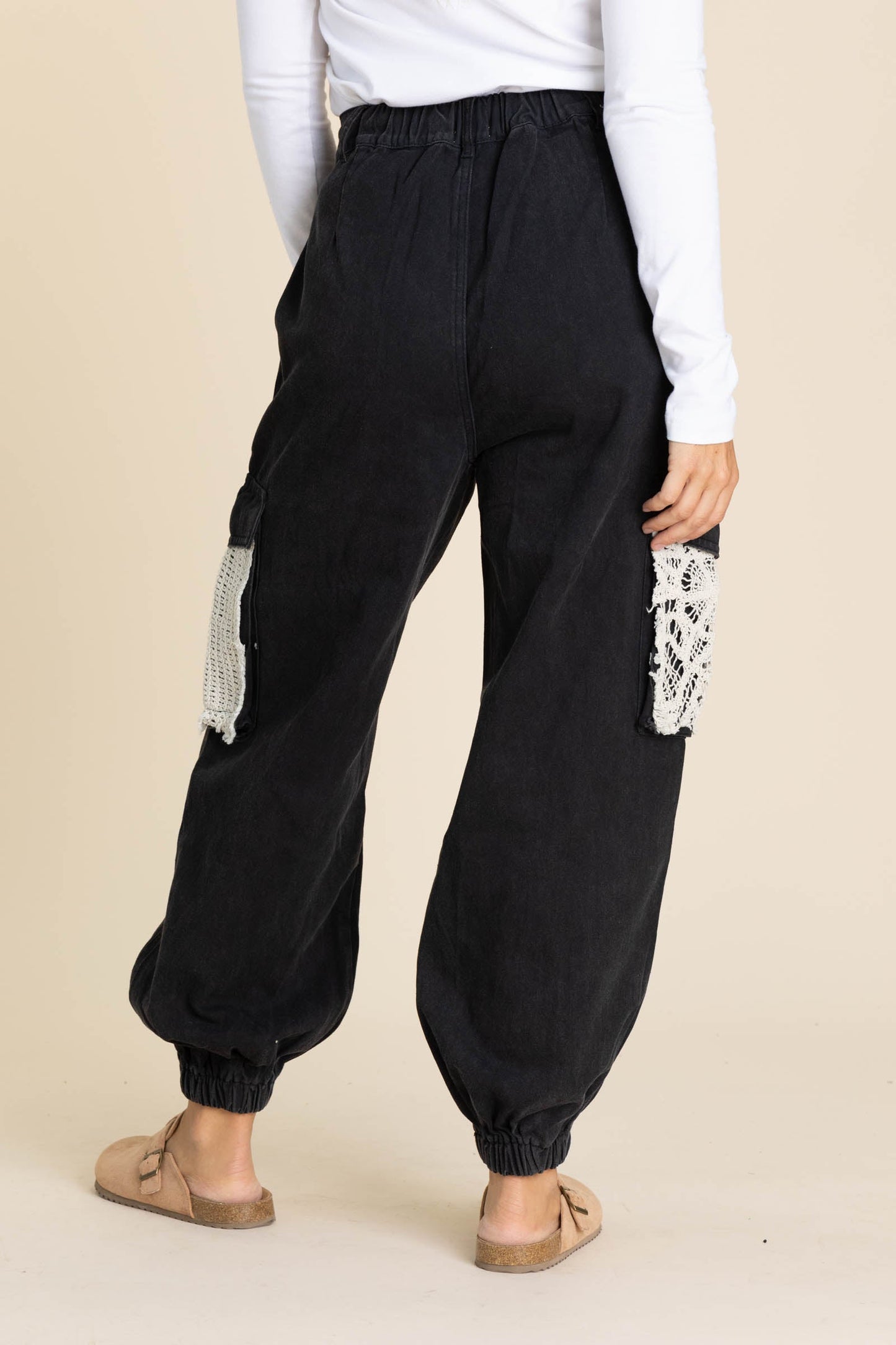 Crochet Detailed Jeans With Drawstrings