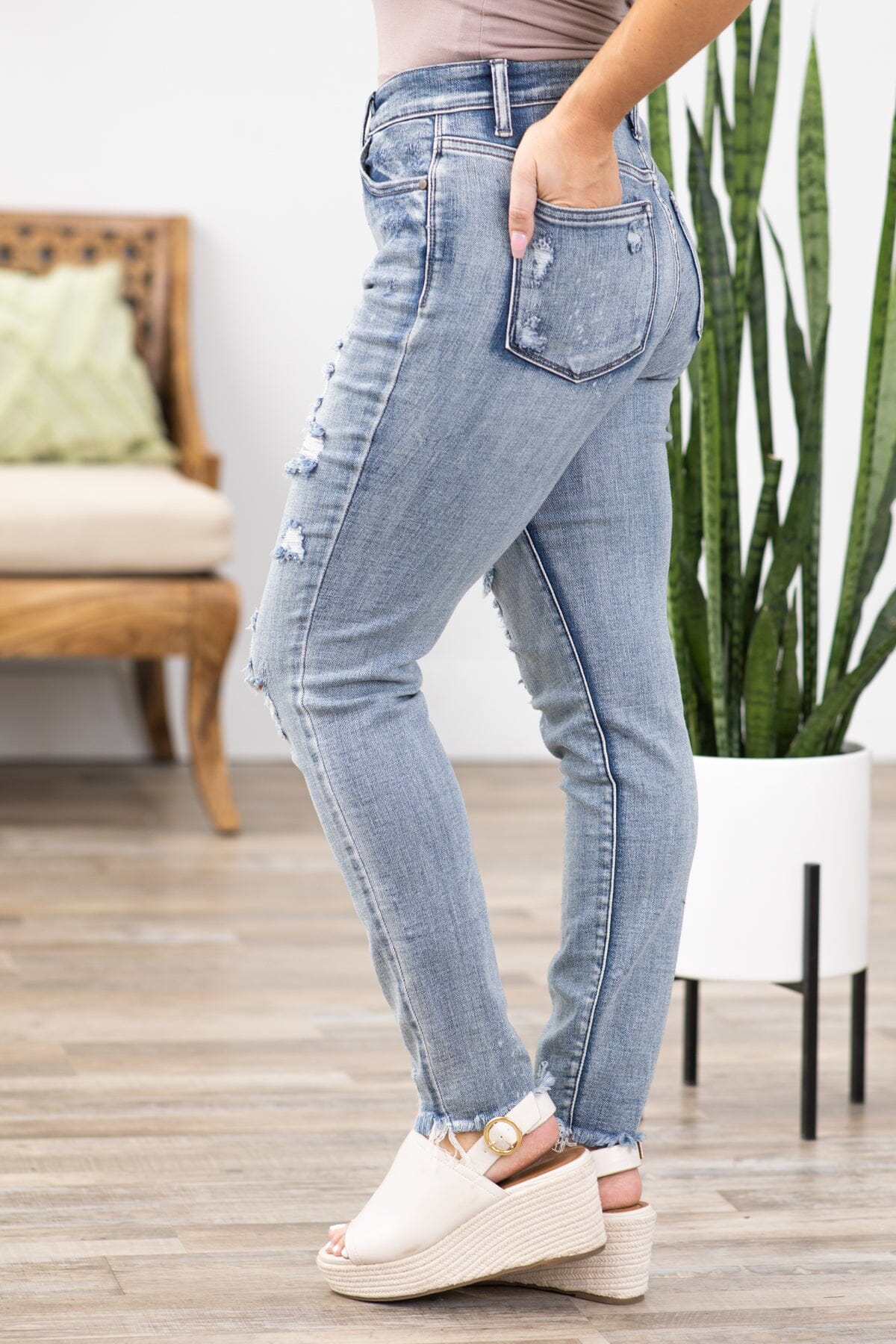 Judy Blue Distressed Button Fly Jeans