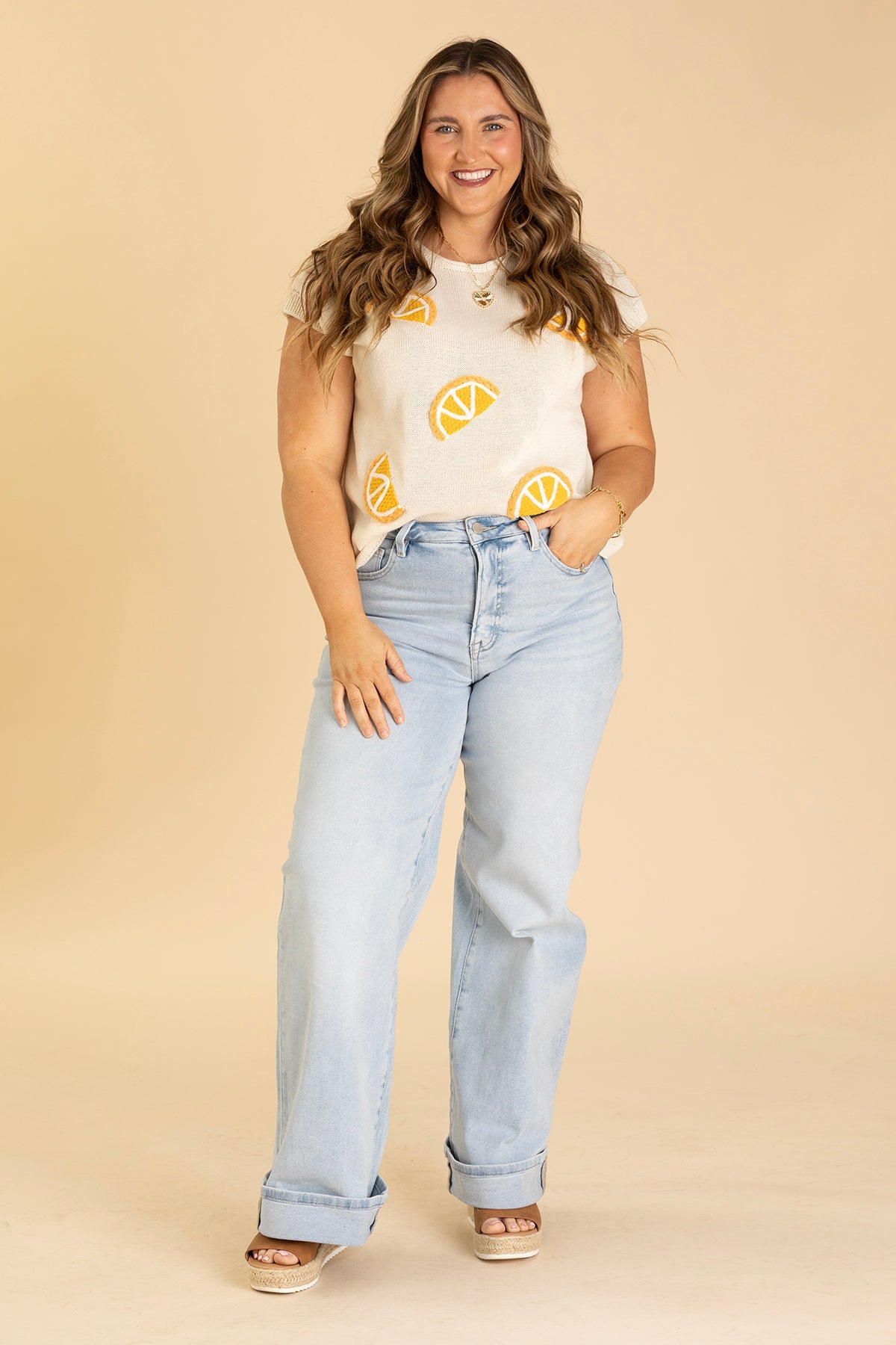 Risen Light Wash Tummy Control Cuffed Jeans