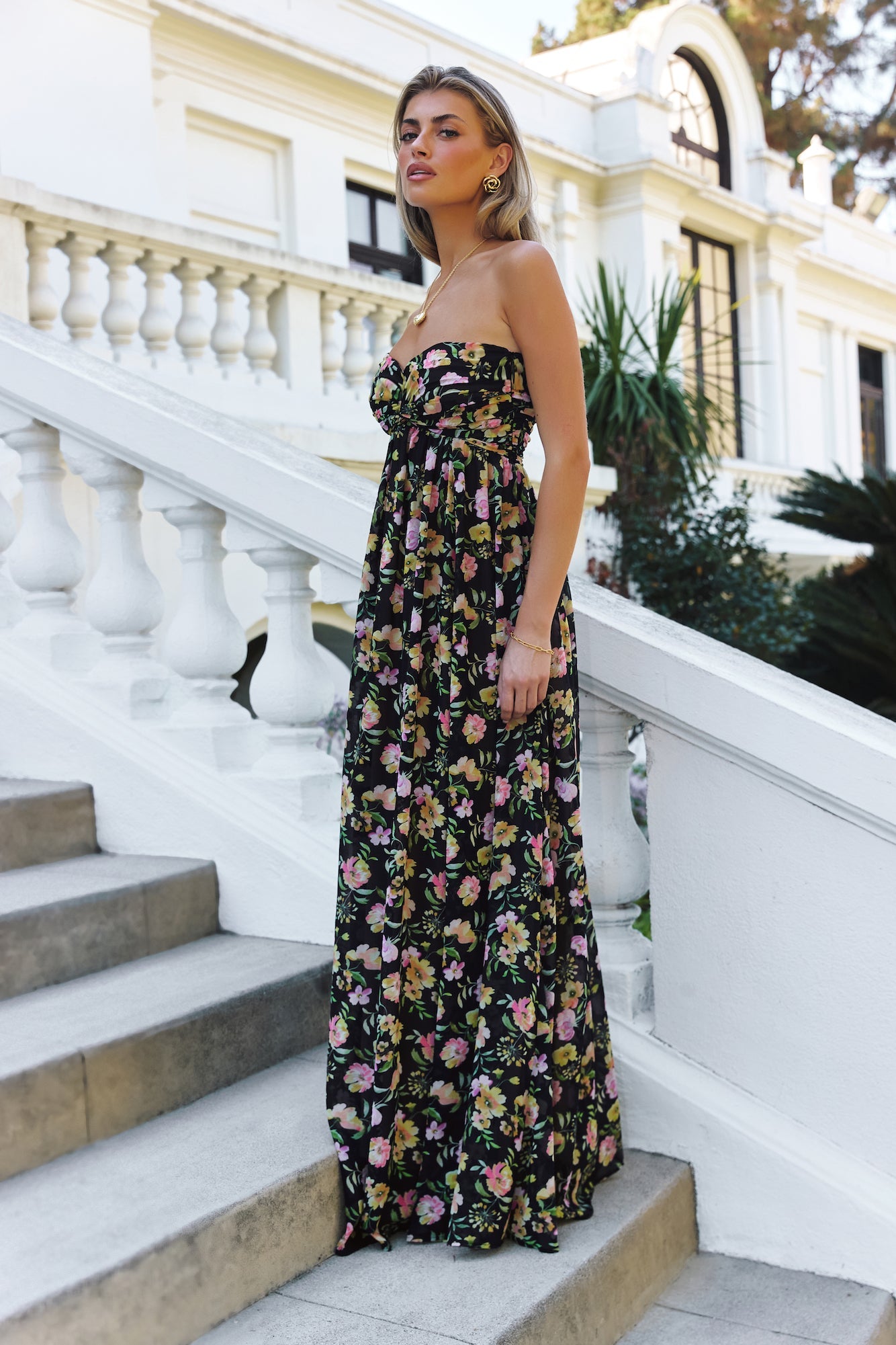 Twirl With Me Strapless Maxi Dress Black