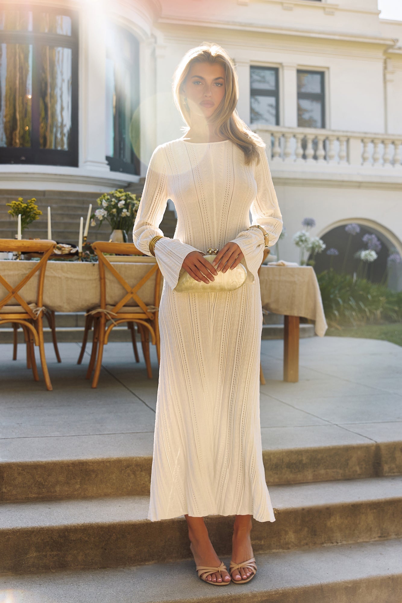 Love On Holidays Long Sleeve Maxi Dress White