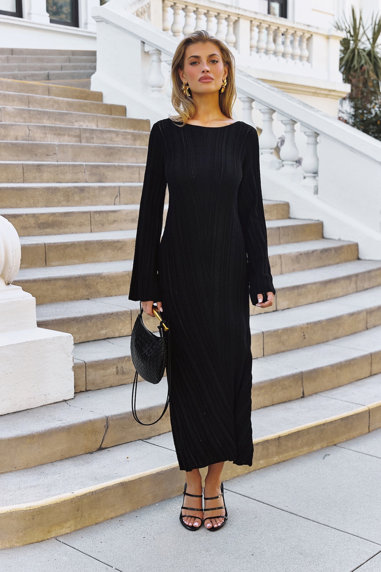 Love On Holidays Long Sleeve Maxi Dress Black