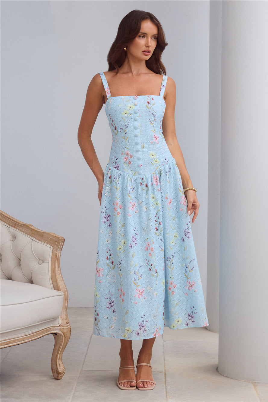 Whimsical Charm Maxi Dress Blue