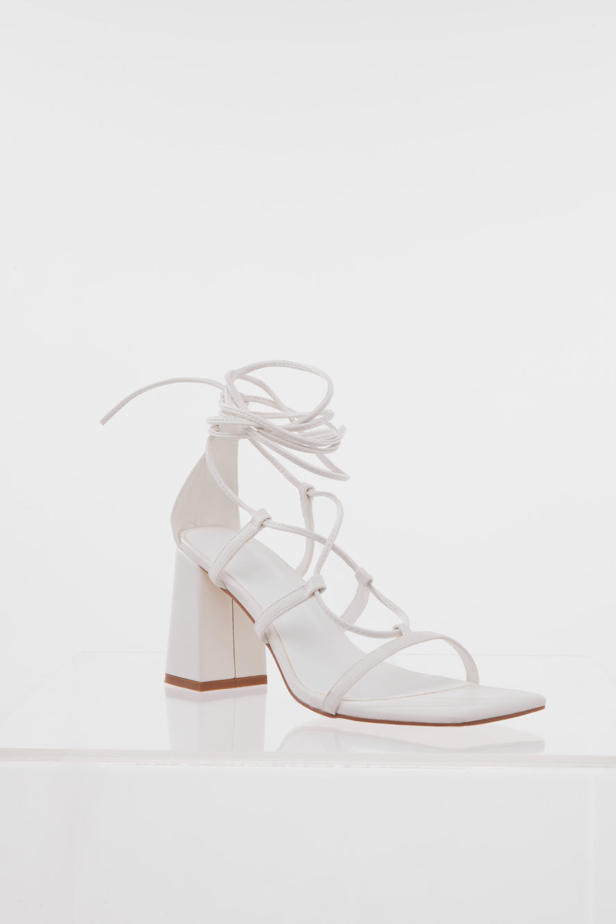 HELLO MOLLY Champagne Bars Heels White PU