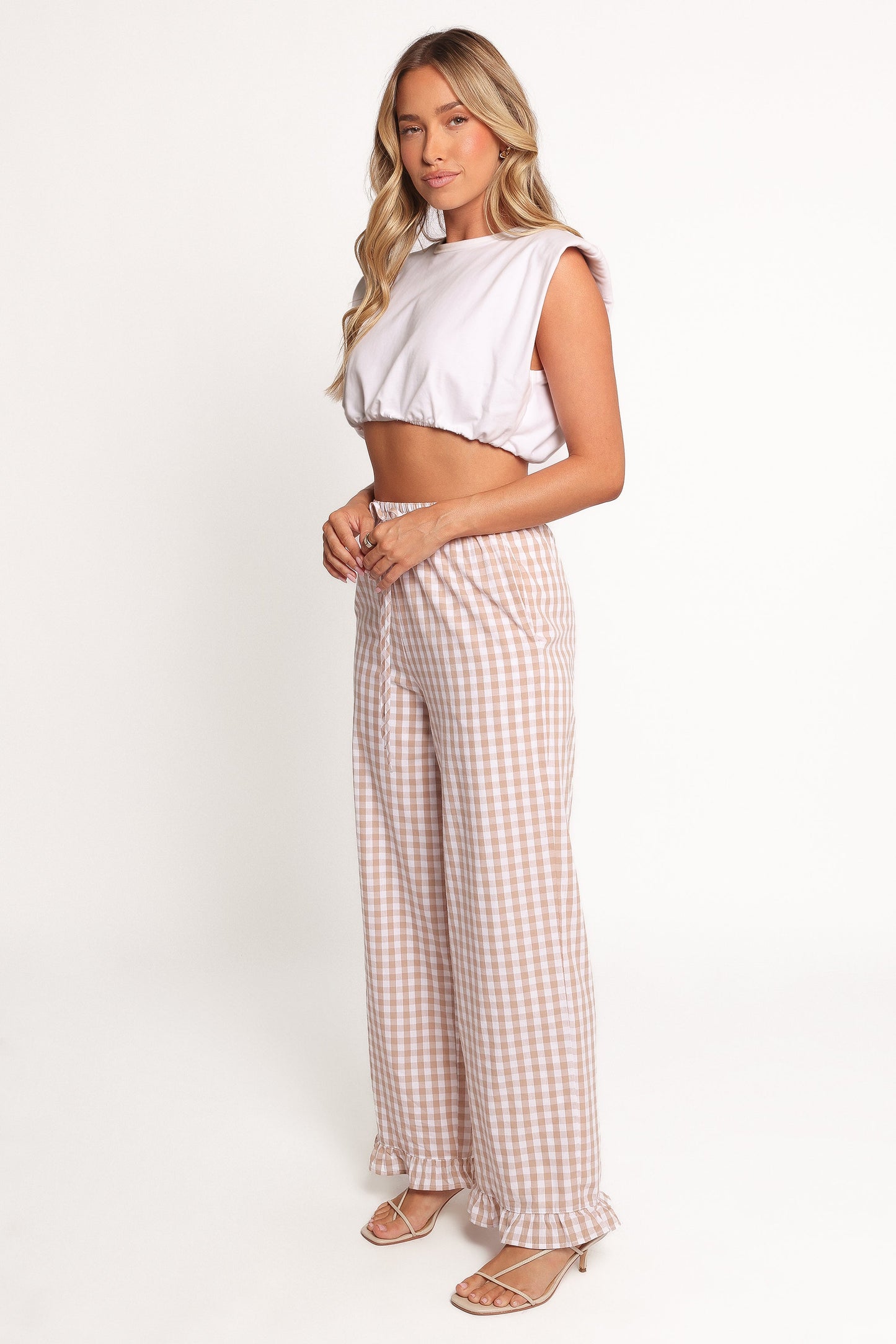 Marina Pant - Beige Gingham