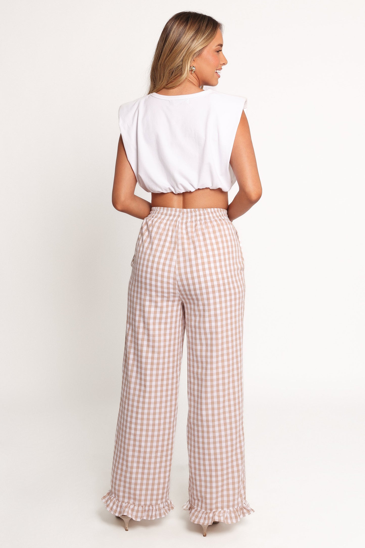 Marina Pant - Beige Gingham