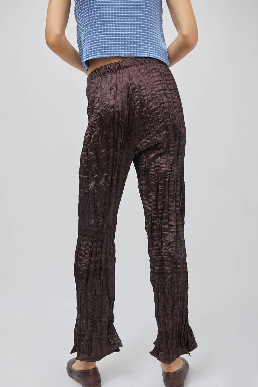 Nin Studio Crinkle Pant in Brown