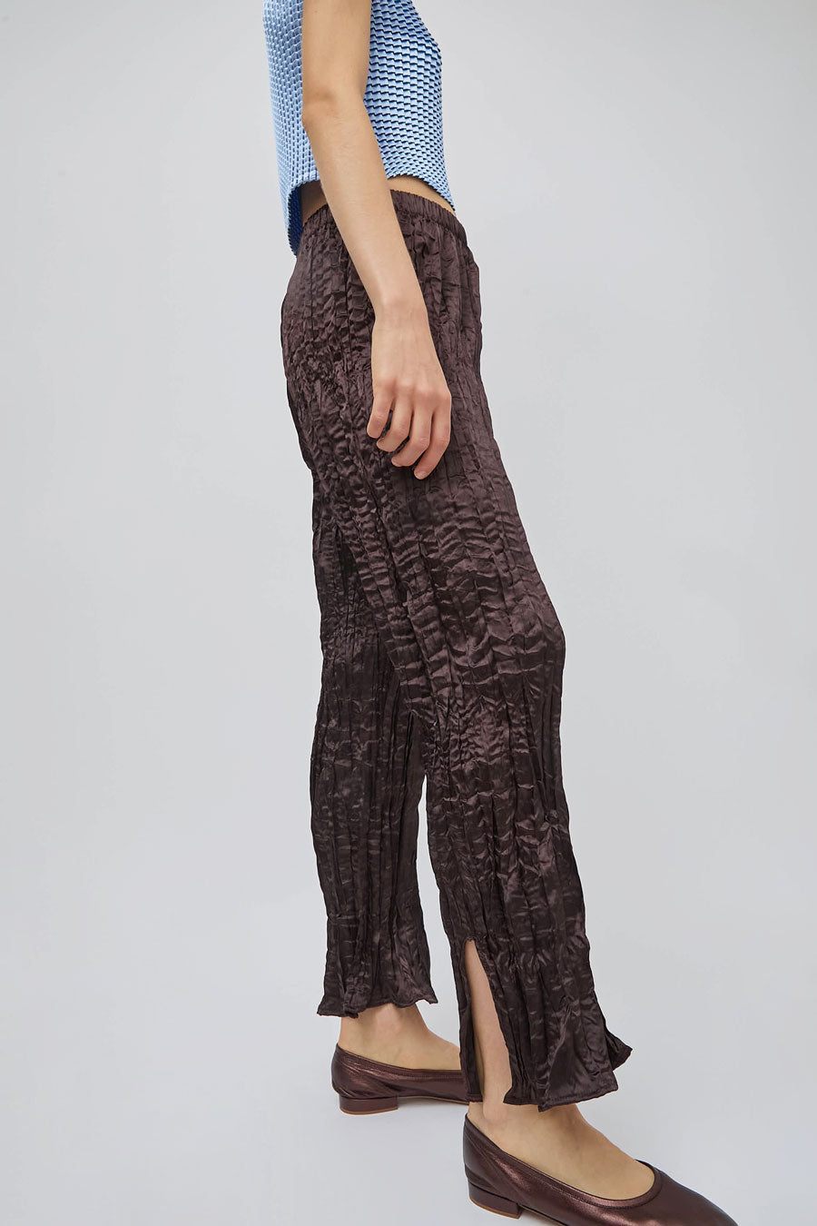 Nin Studio Crinkle Pant in Brown