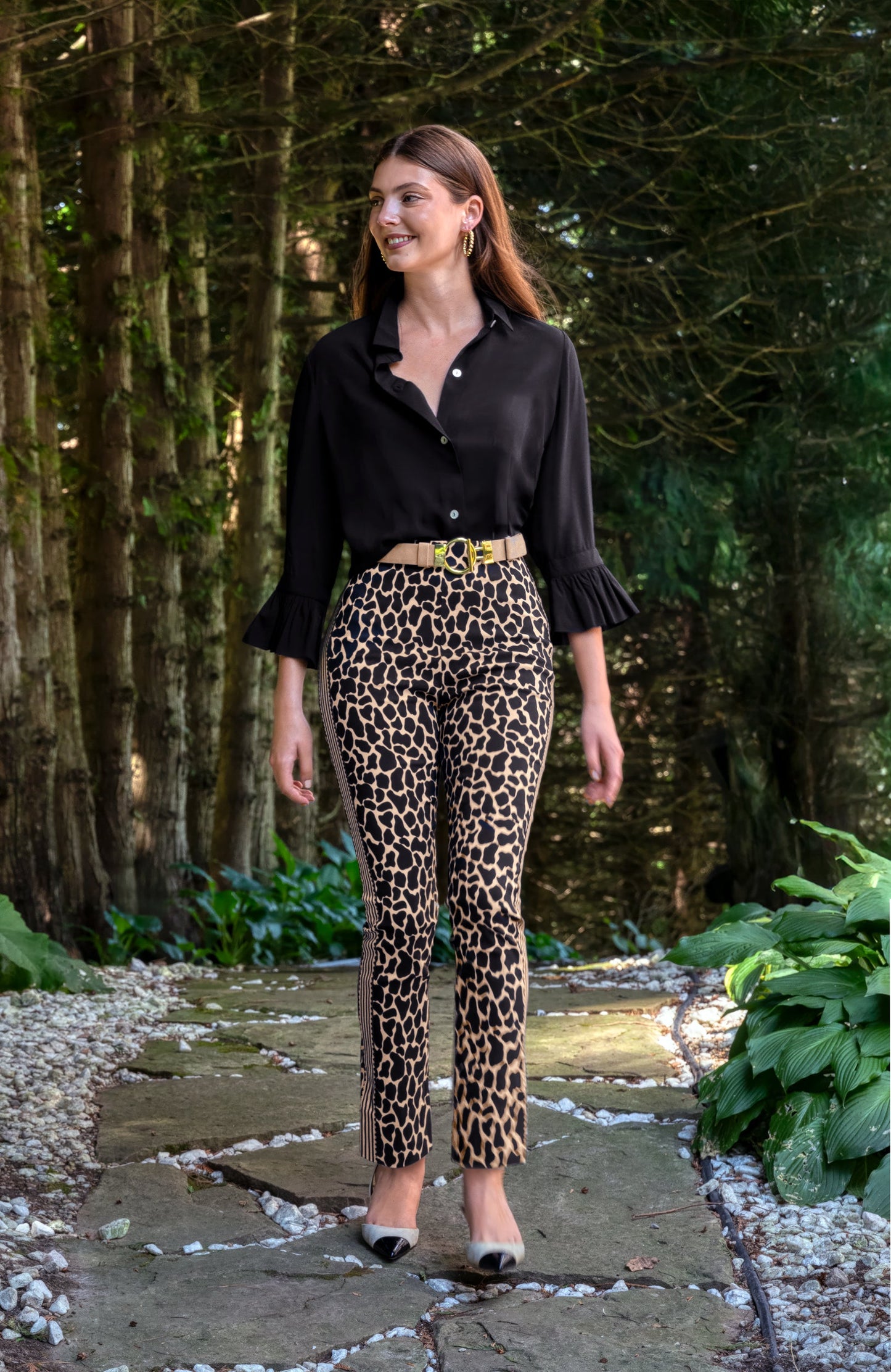 Gripeless Pull On Pants - Animal Instincts- Giraffe Khaki
