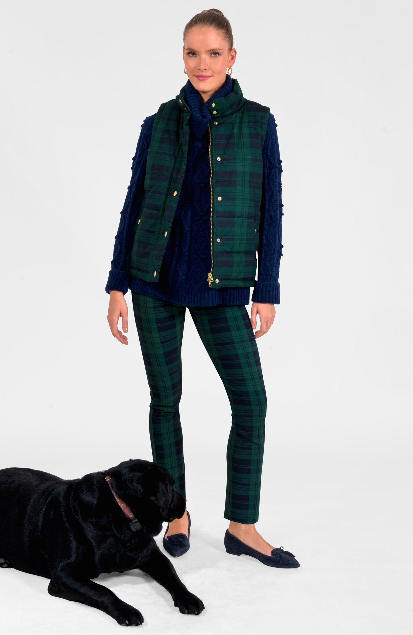 Gripeless Pull On Pants - Black Watch Plaid