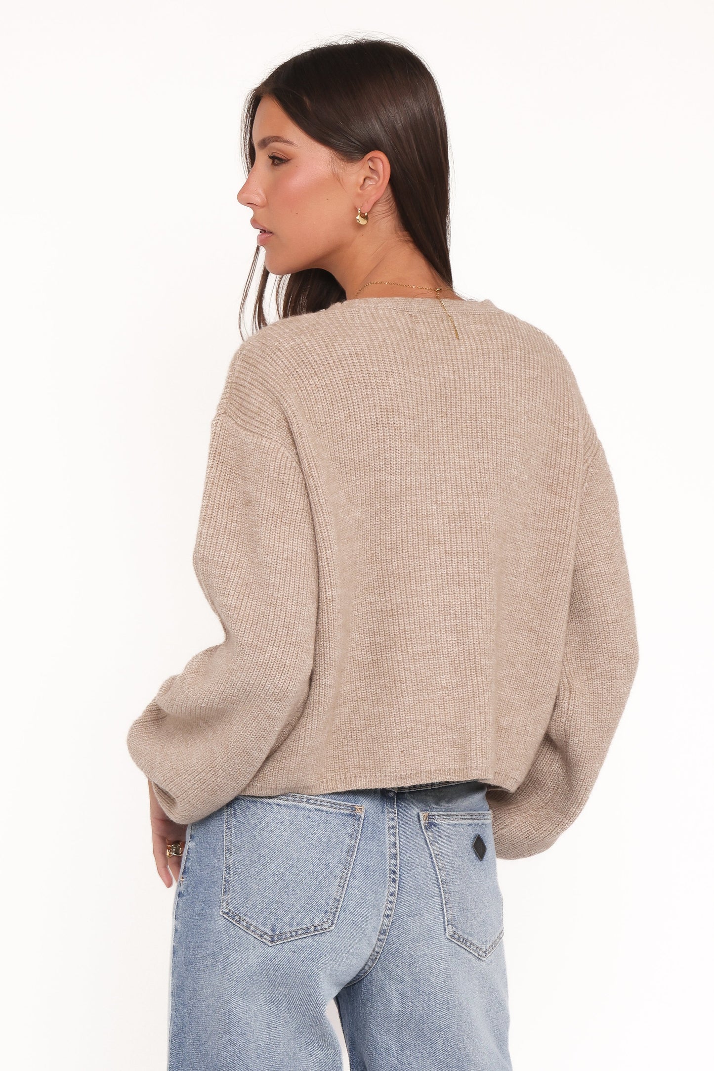 Sybil Button Front Cardigan - Mushroom