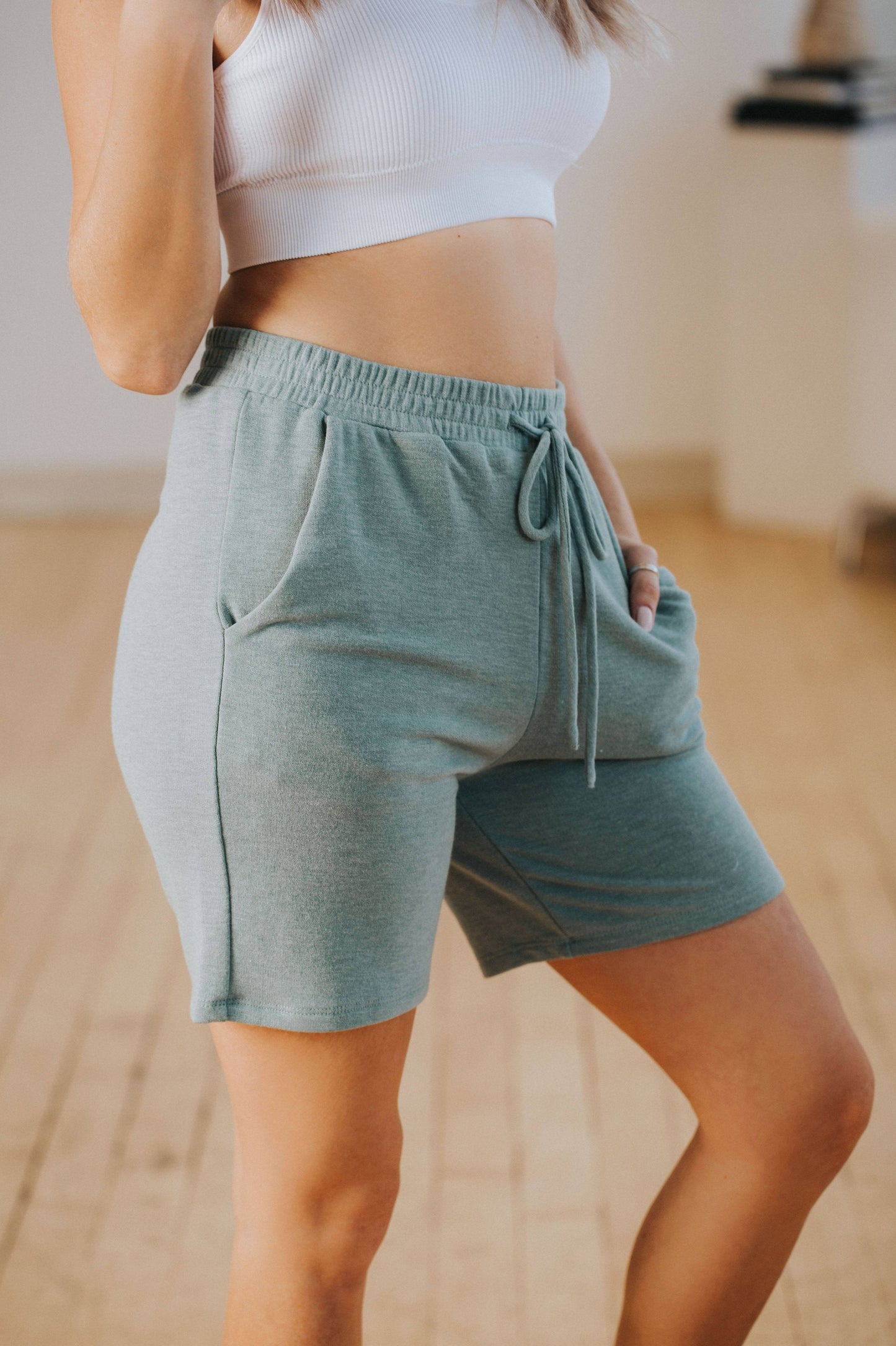 Serena Gym Shorts in Iceberg Green