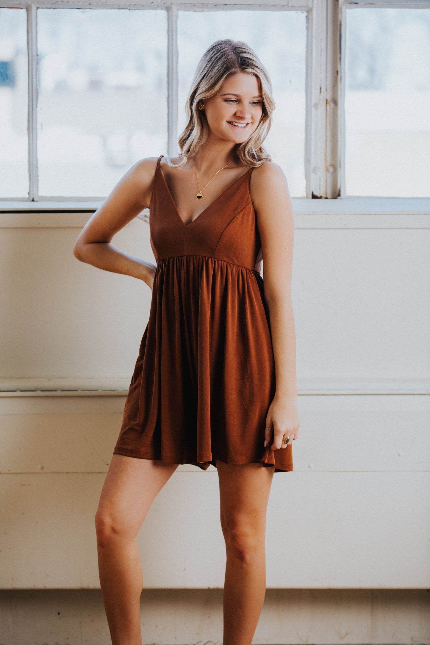 Yelena Romper in Camel
