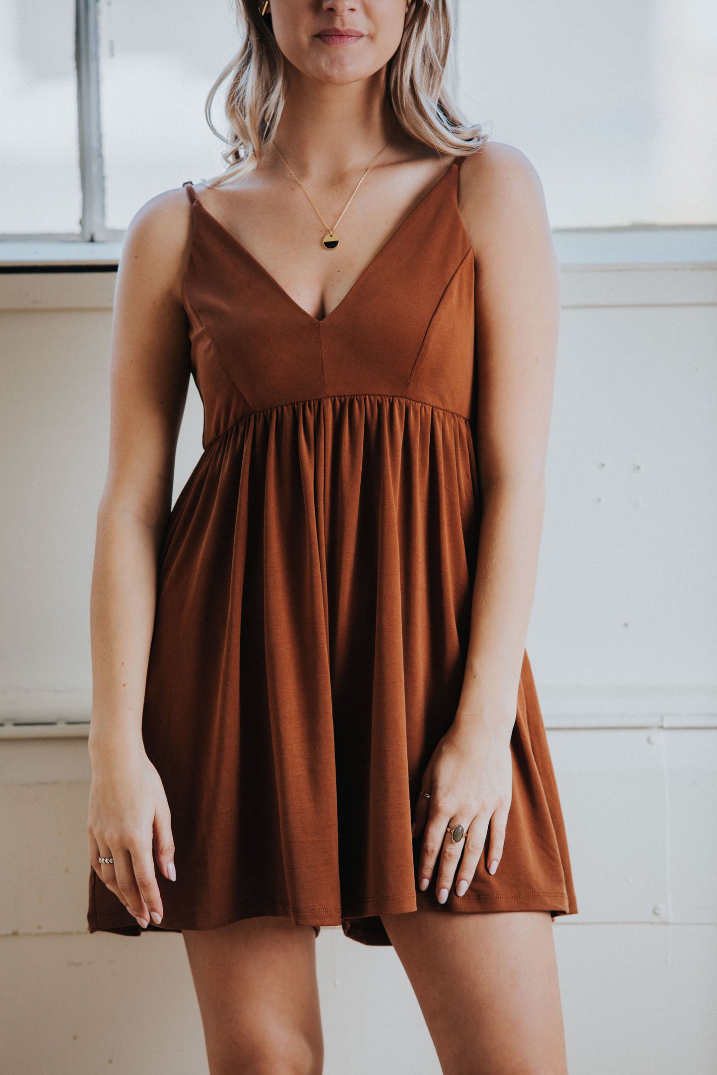 Yelena Romper in Camel