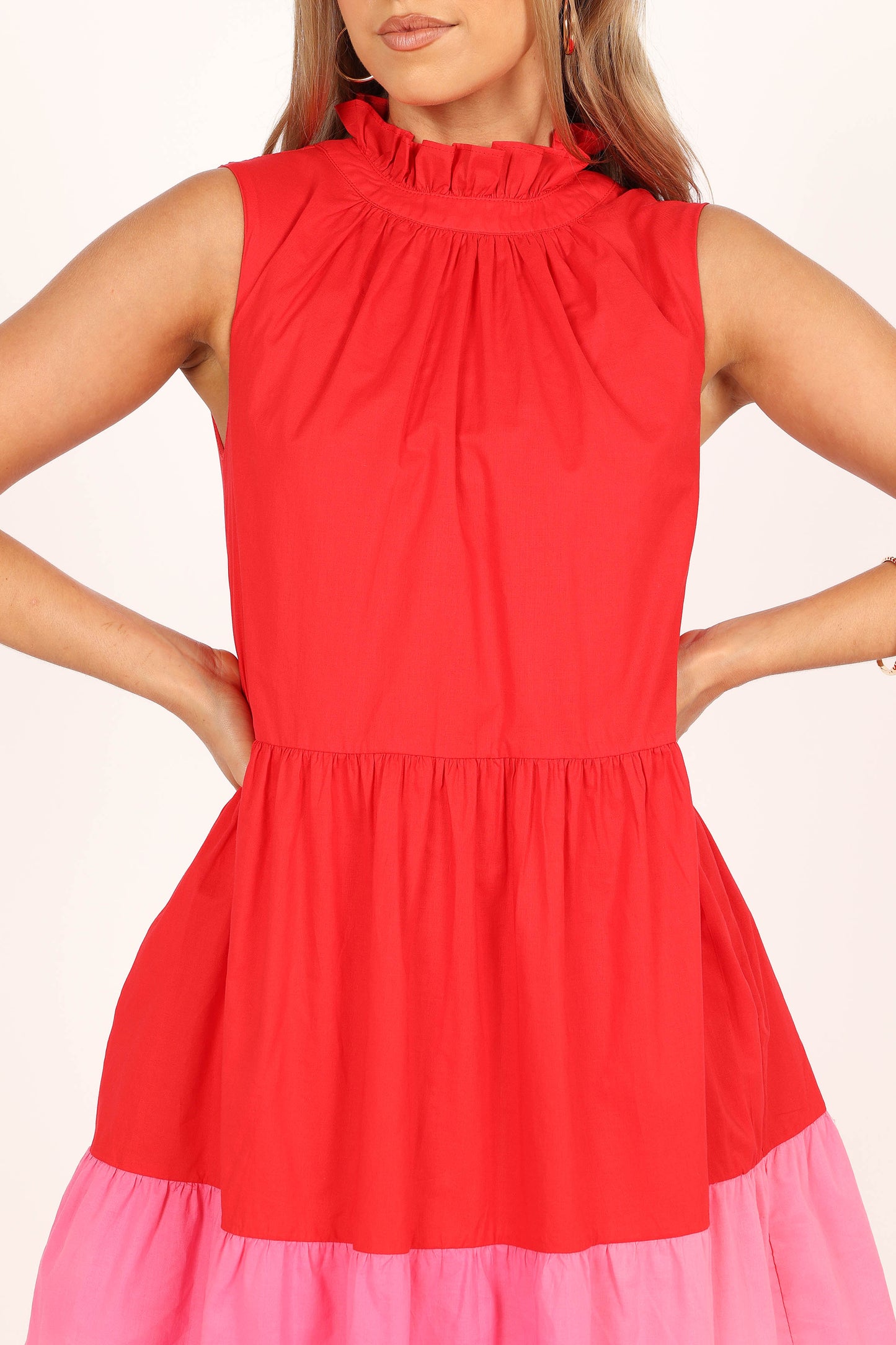 Bradshaw Tiered Mini Dress - Red/Pink
