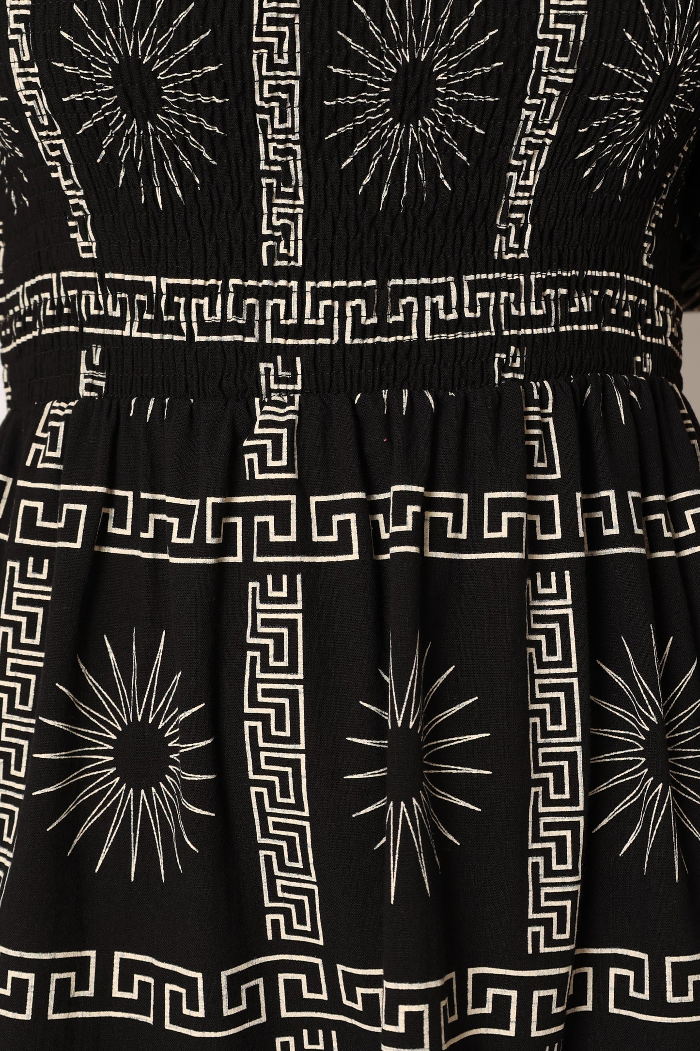 Soliel Puff Sleeve Midi Dress - Black Tan