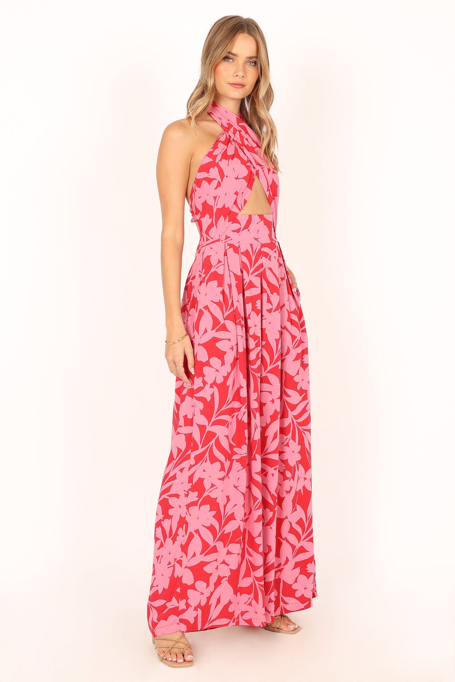 LeLe Halter Jumpsuit - Red/Pink