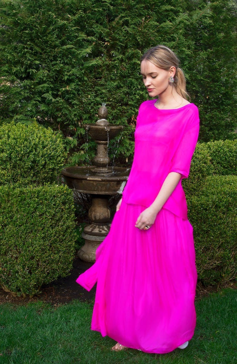 Silk Long Skirt with Sash